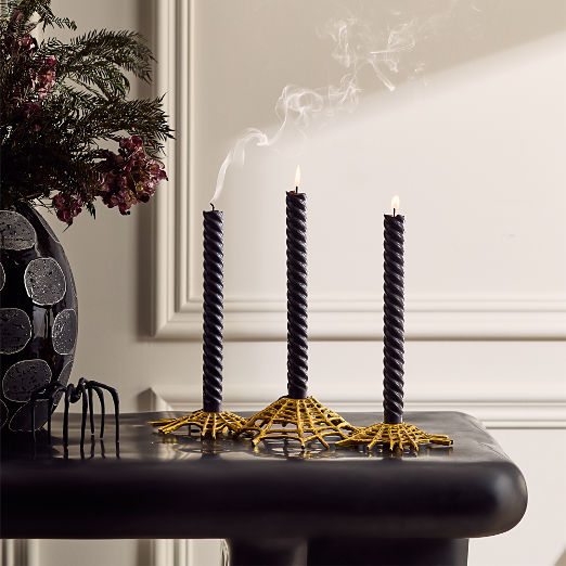 Cipher Brass Spiderweb Taper Candle Holder