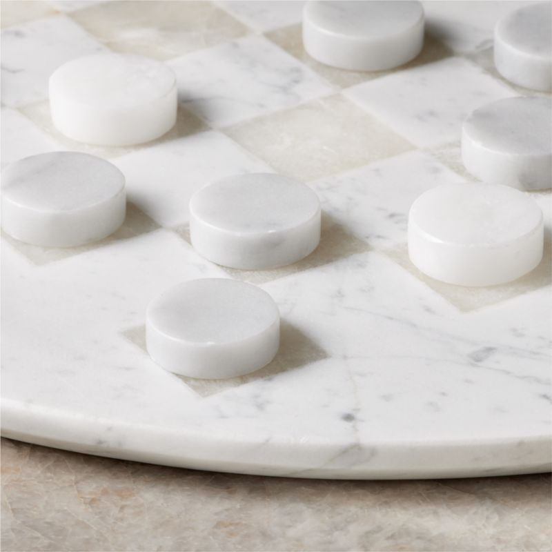 Circulus White Alabaster Stone and Marble Checkers Set + Reviews | CB2