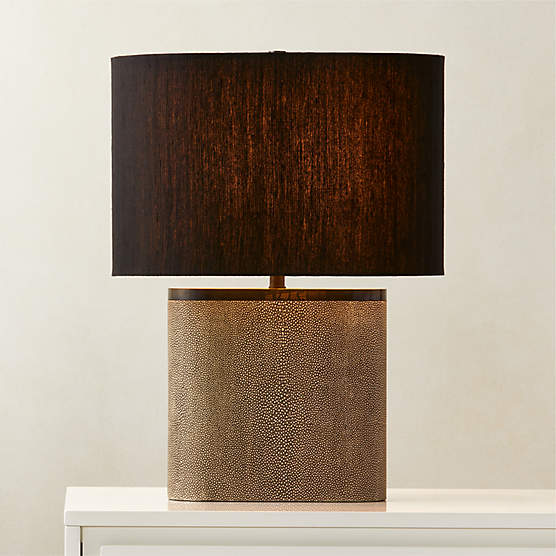 Clair Black Shagreen Table Lamp with Black Shade