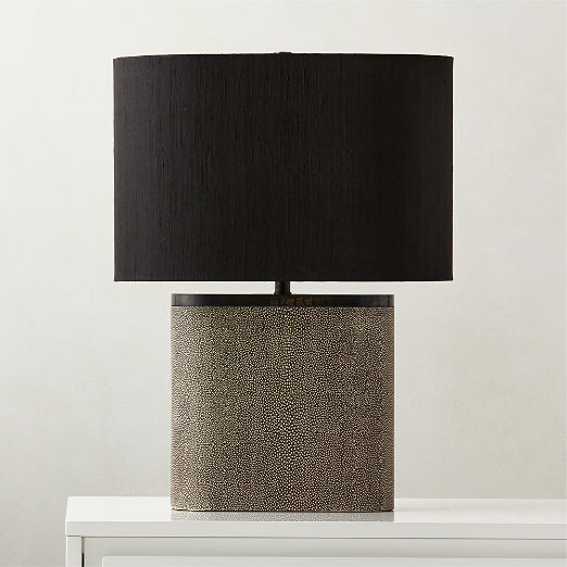 Clair Black Shagreen Table Lamp with Black Shade