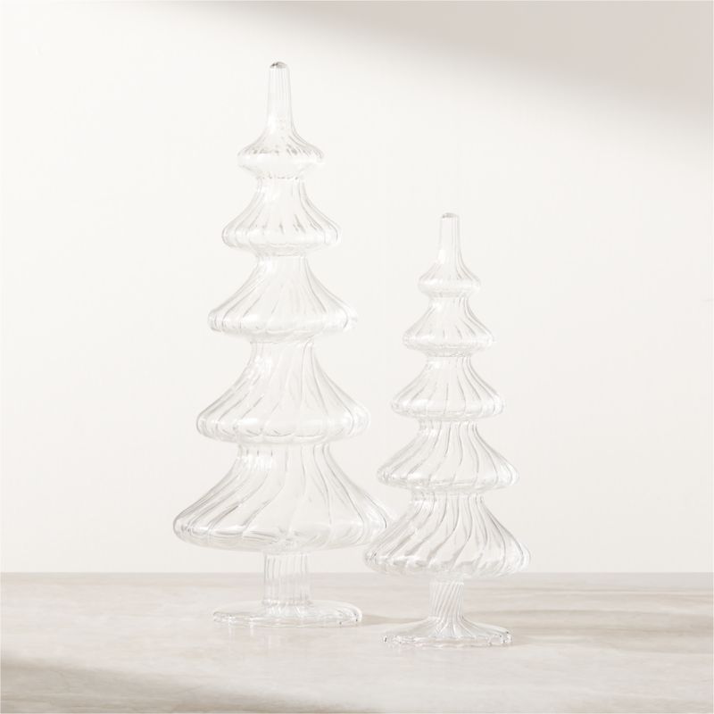 View Clara Clear Glass Decorative Trees Set of 2 details