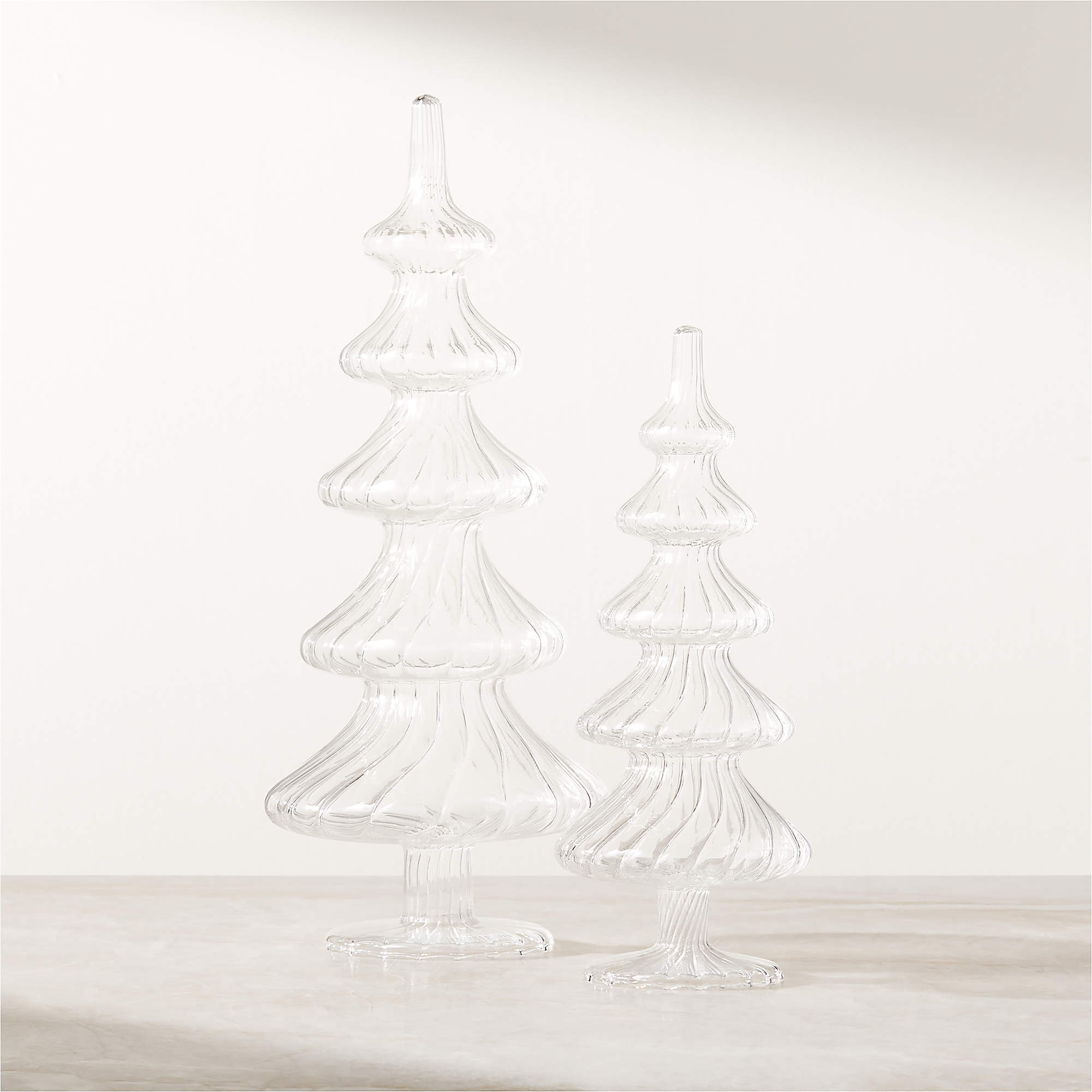 Clara Clear Glass Decorative Trees Set of 2 CB2