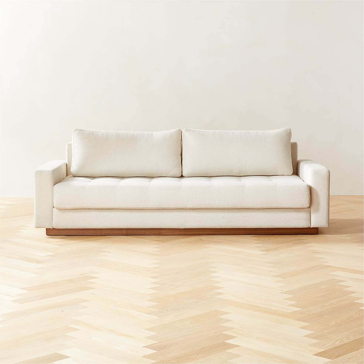 Claremont Modern White Boucle Sleeper Sofa Queen + Reviews CB2