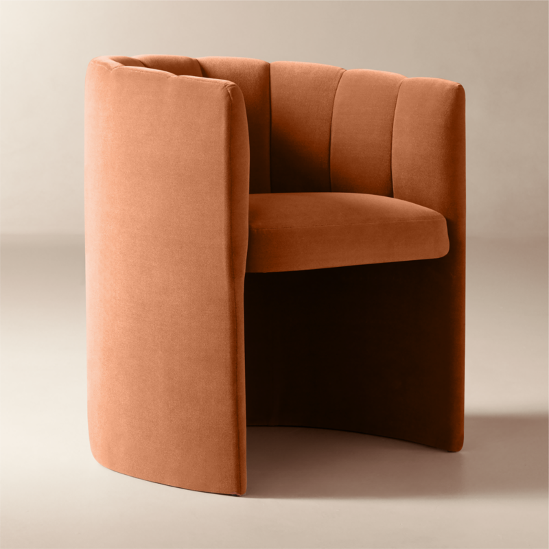 Clark Light Persimmon Faux Mohair Dining Armchair - image 3 of 12