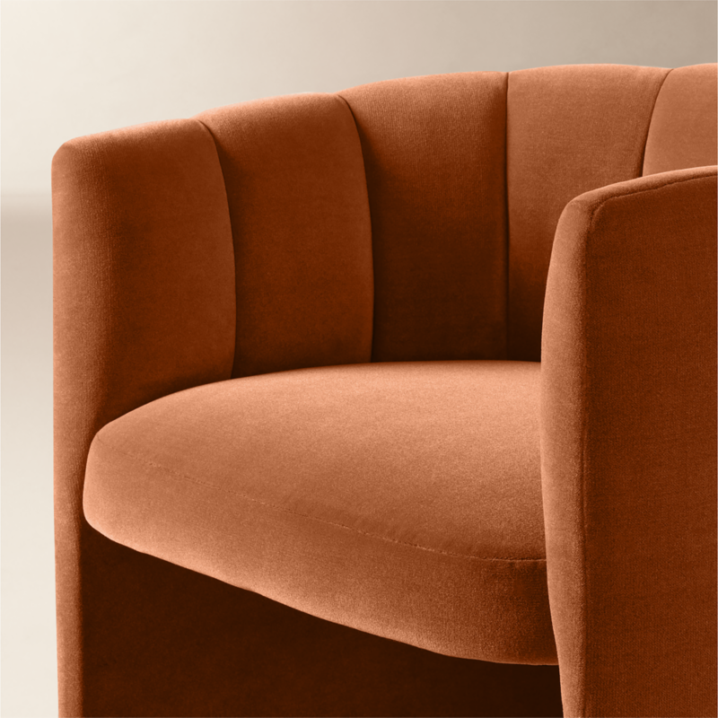 Clark Light Persimmon Faux Mohair Dining Armchair - image 6 of 12