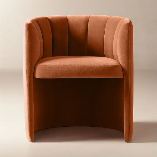 Clark Light Persimmon Faux Mohair Dining Armchair