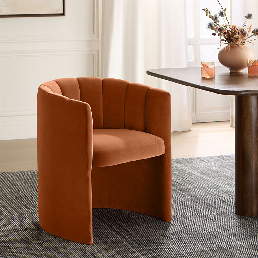 Clark Light Persimmon Faux Mohair Dining Armchair Set of 4