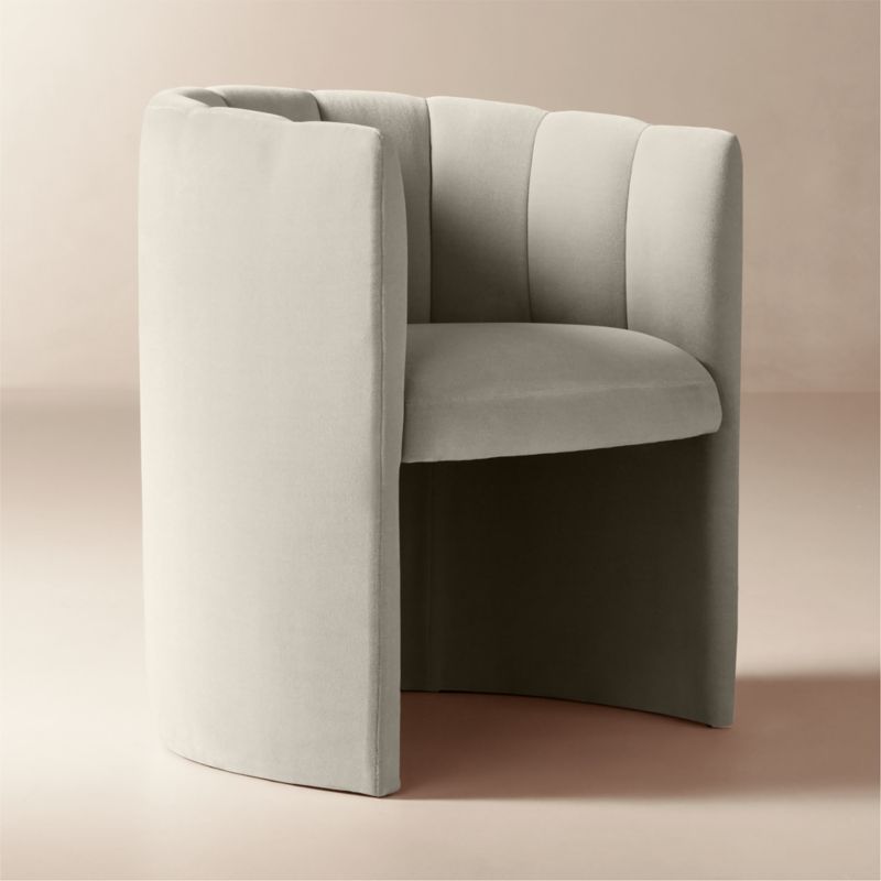 Clark Warm White Faux Mohair Dining Armchair - image 2 of 7