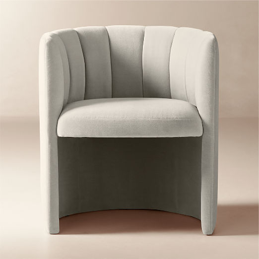 Clark Light Grey Faux Mohair Dining Armchair Set of 4