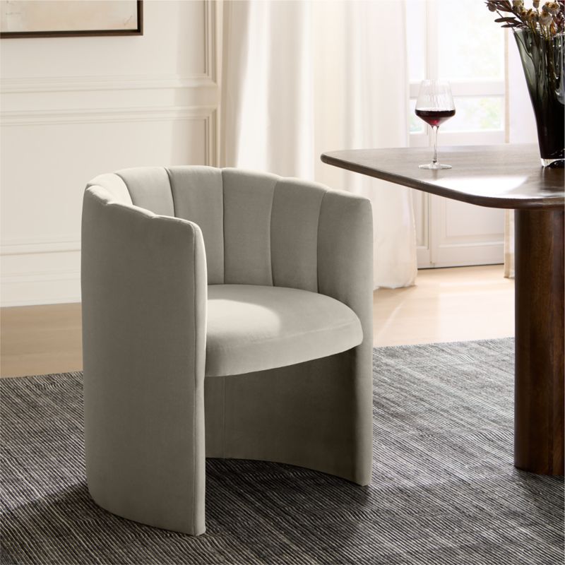Clark Warm White Faux Mohair Dining Armchair - image 1 of 7