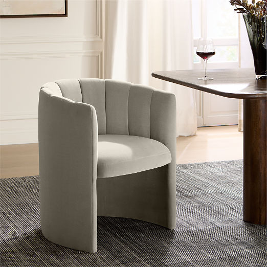 Clark Warm White Faux Mohair Dining Armchair