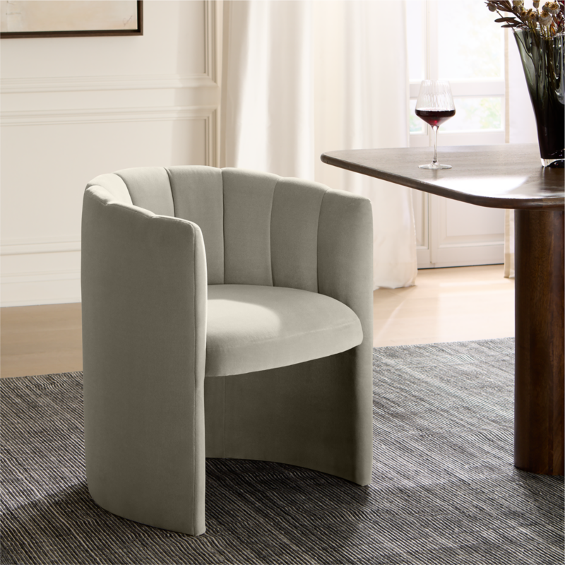 Clark Light Grey Faux Mohair Dining Armchair - image 2 of 9