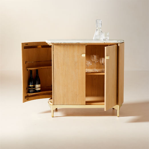 Claude Marble and Oak Wood Bar Cabinet by goop