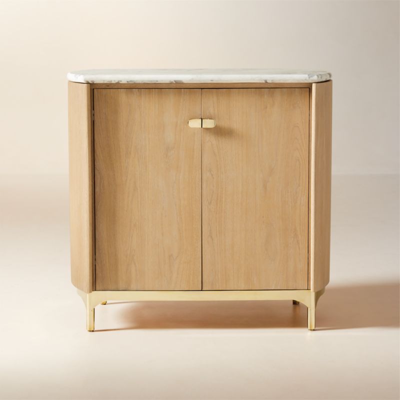 Claude Marble and Oak Wood Bar Cabinet by goop - image 0 of 15