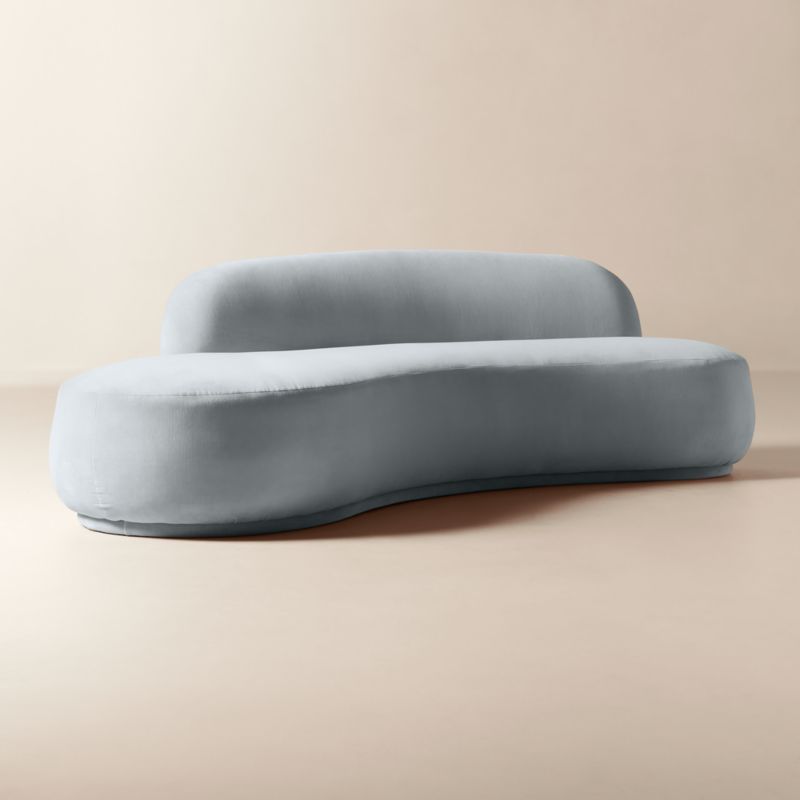 Claudelle 106" Light Blue Velvet Curved Sofa - image 2 of 10