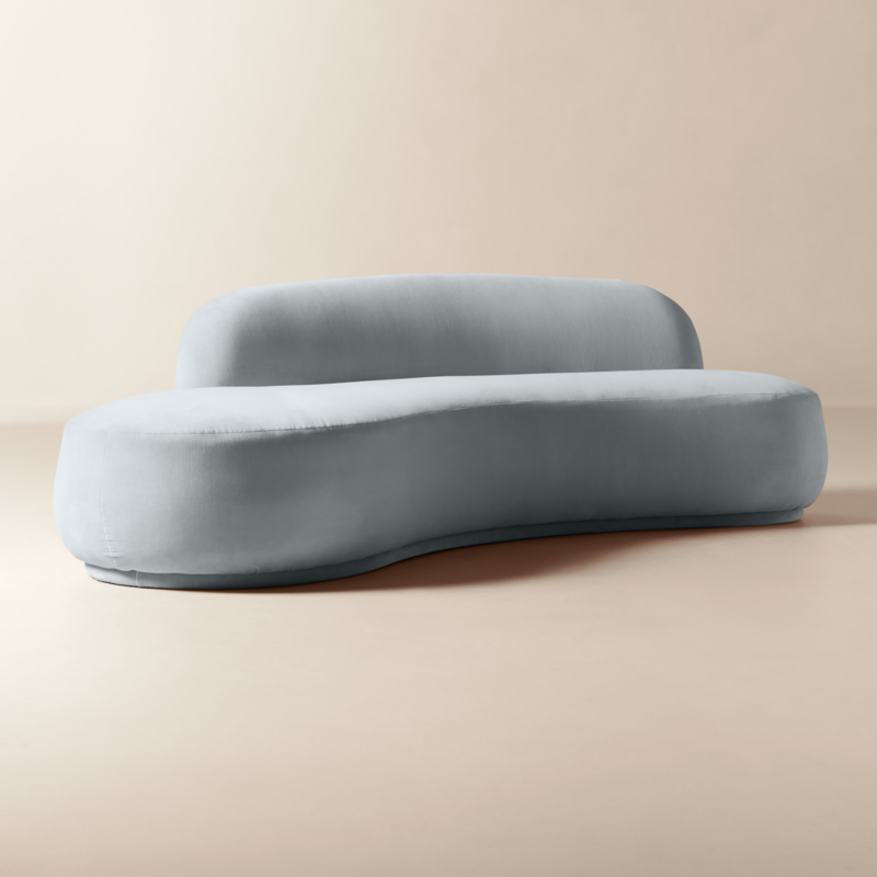 Claudelle 106" Light Blue Velvet Curved Sofa - image 2 of 10