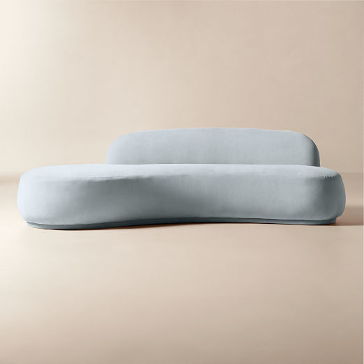 Claudelle 106" Light Blue Velvet Curved Sofa