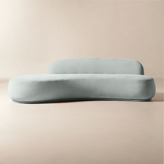 Claudelle 106" Light Blue Velvet Curved Sofa