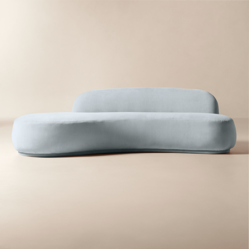 Claudelle 106" Light Blue Velvet Curved Sofa - image 0 of 10