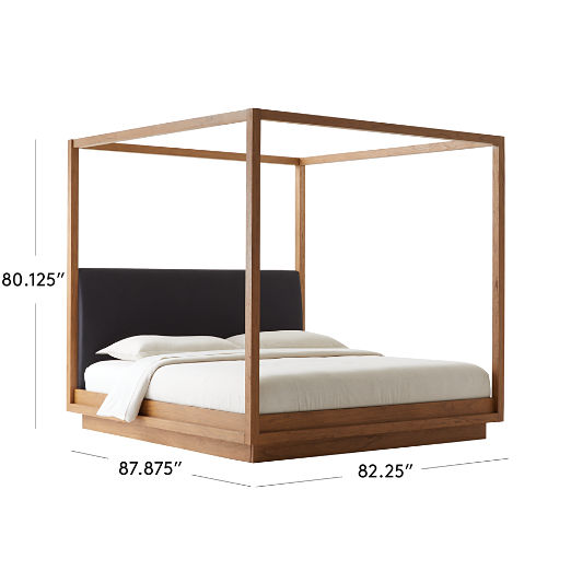 Clauson Black Upholstered and Wood Canopy King Bed