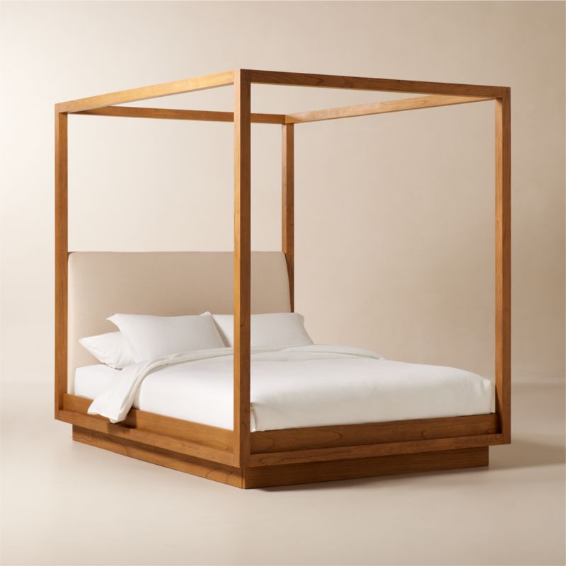 Clauson Warm White Canopy Queen Bed - image 3 of 8