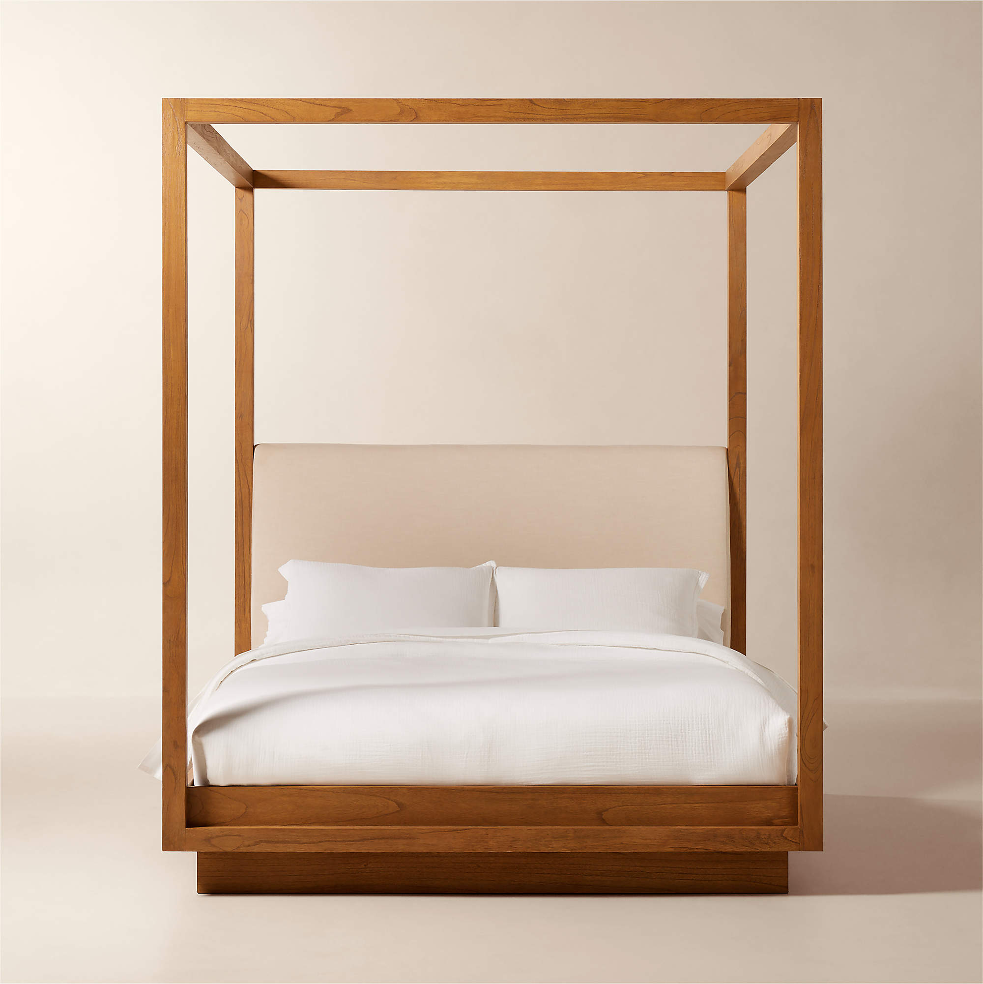 Clauson Warm White Canopy Queen Bed + Reviews CB2 Canada