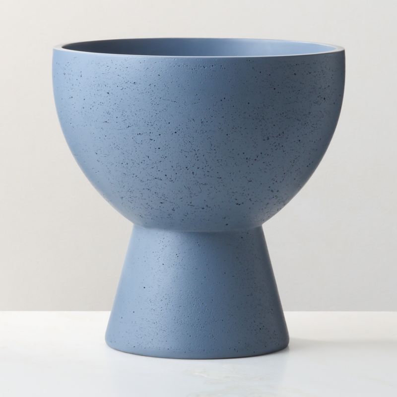 Claudia Blue Cement Indoor/Outdoor Small Pedestal Planter Bowl 13.25" - image 1 of 3