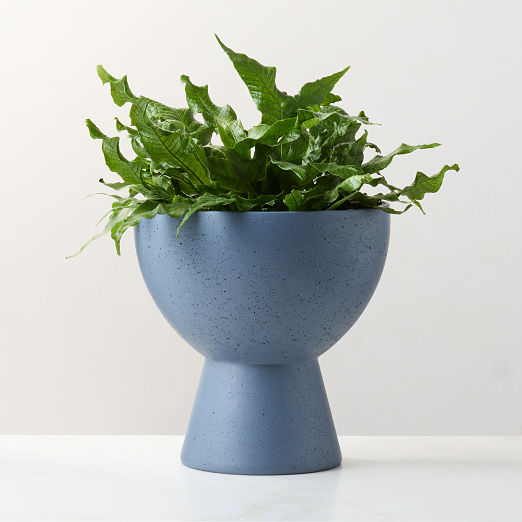 Claudia Blue Cement Indoor/Outdoor Small Pedestal Planter Bowl 13.25"H