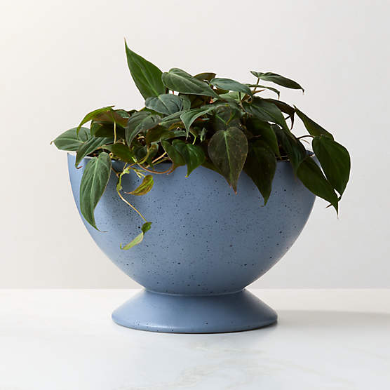 Claudia Blue Cement Indoor/Outdoor Small Pedestal Planter Bowl 8"