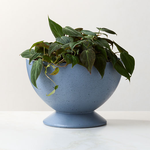 Claudia Blue Cement Indoor/Outdoor Small Pedestal Planter Bowl 8"H