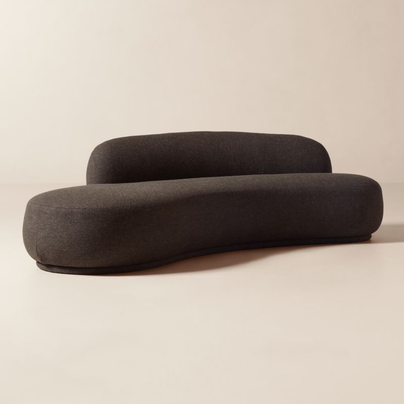 Claudelle 106" Brown Performance Linen Curved Sofa - image 1 of 6