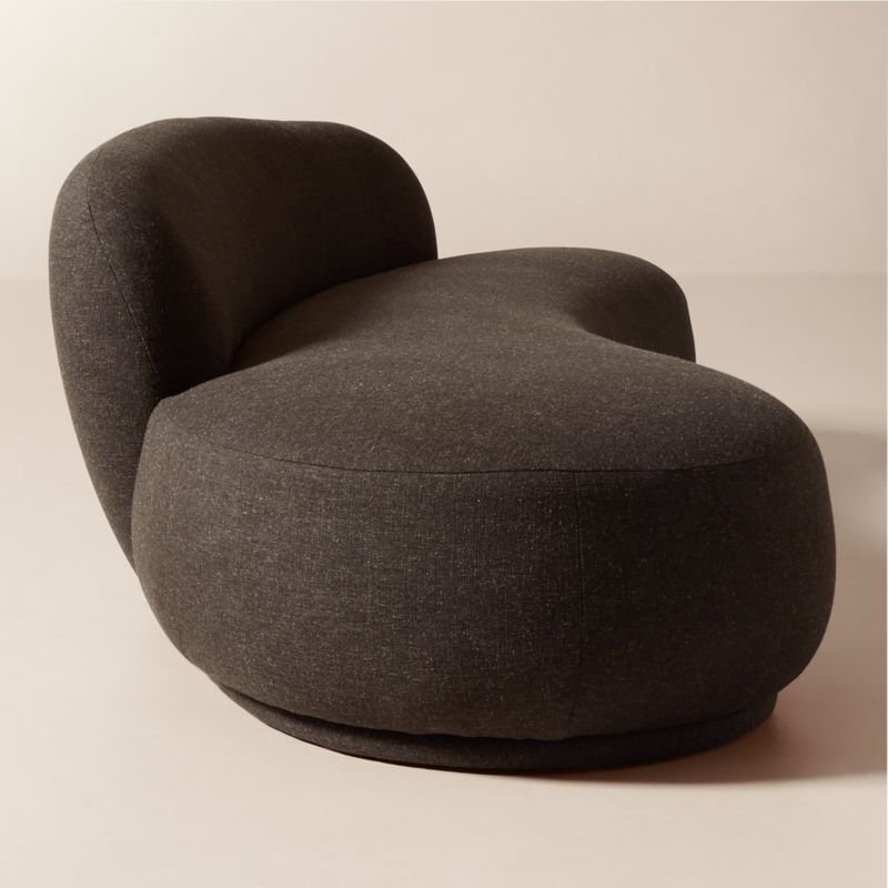 Claudelle 106" Brown Performance Linen Curved Sofa - image 2 of 6