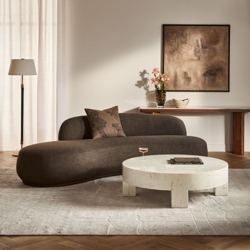 Claudelle 106" Brown Performance Linen Curved Sofa - image 1 of 8