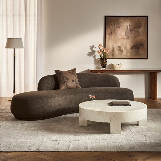 Claudelle 106" Brown Performance Linen Curved Sofa