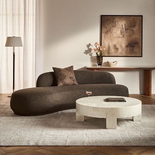 Claudelle 106" Brown Performance Linen Curved Sofa