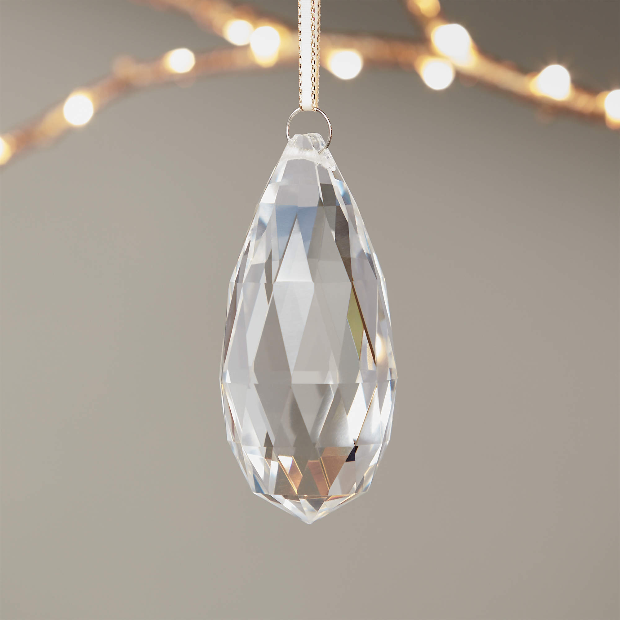 Jewel Clear Glass Drop Christmas Tree Ornament + Reviews CB2