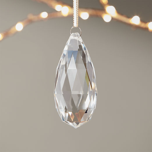 Jewel Clear Glass Drop Christmas Tree Ornament