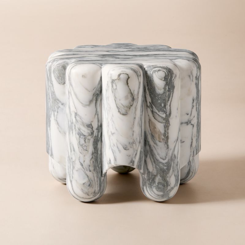 Clemence Carved Marble Short Side Table by goop - image 0 of 14