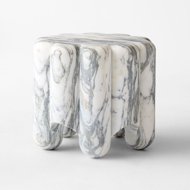 Clemence Carved Marble Short Side Table by goop - image 12 of 14