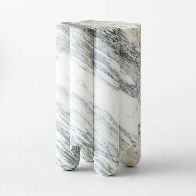 Clemence Carved Marble Tall Side Table by goop - image 11 of 12