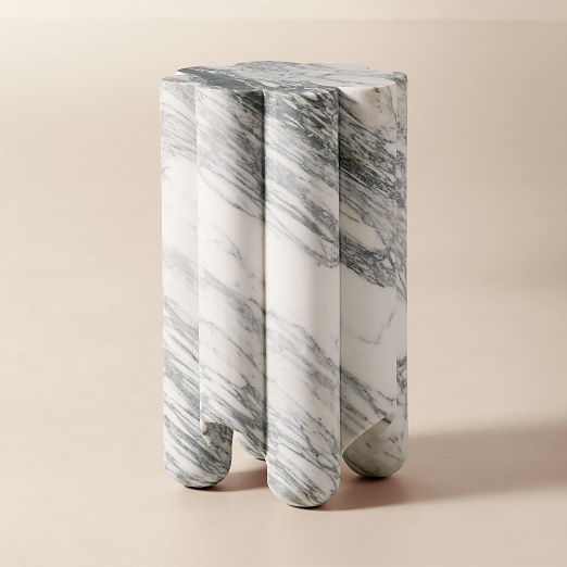 Clemence Carved Marble Tall Side Table by goop