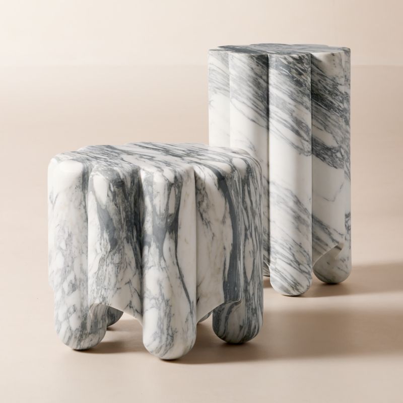 Clemence Carved Marble Short Side Table by goop - image 4 of 14