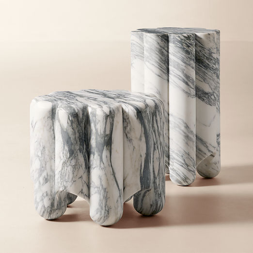Clemence Carved Marble Side Tables by goop