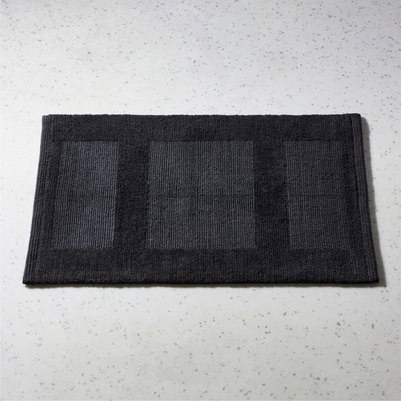 View Cleo Organic Cotton Striped Black Bath Mat 24"x36" details