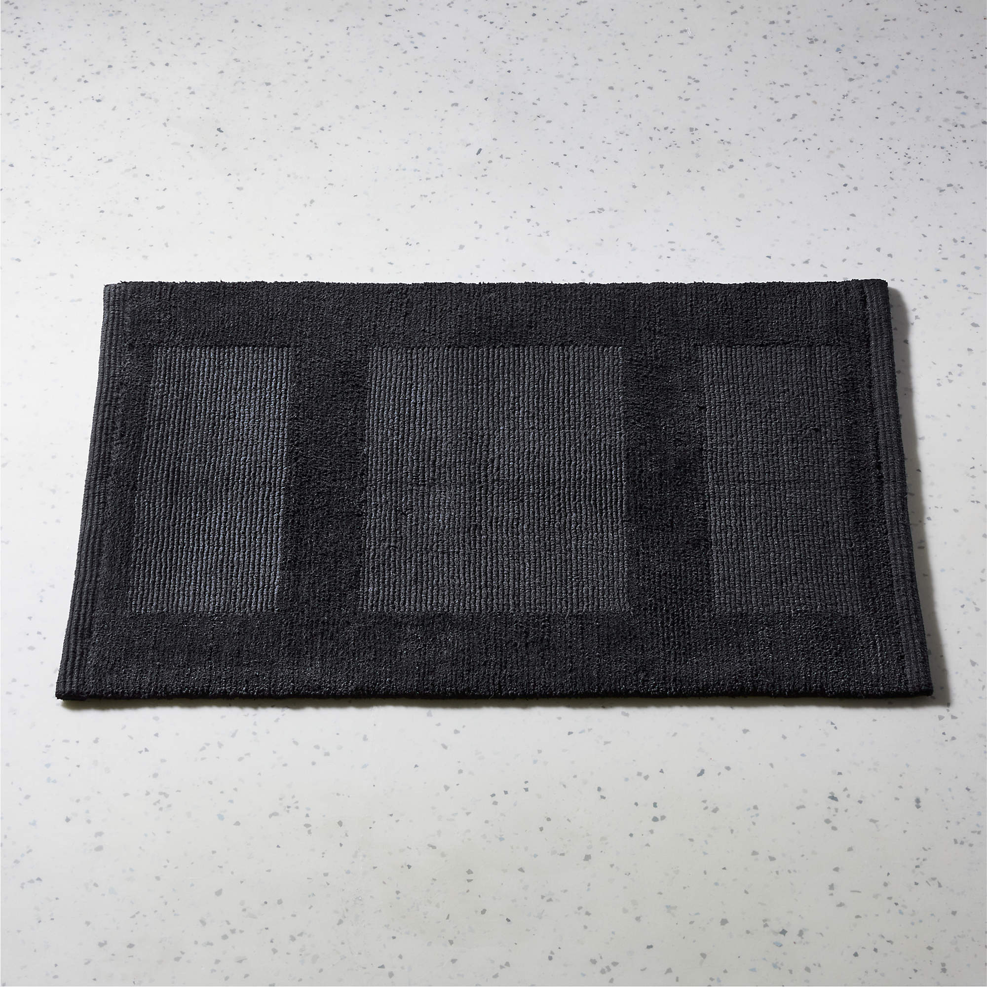 Cleo Organic Cotton Striped Black Bath Mat 24