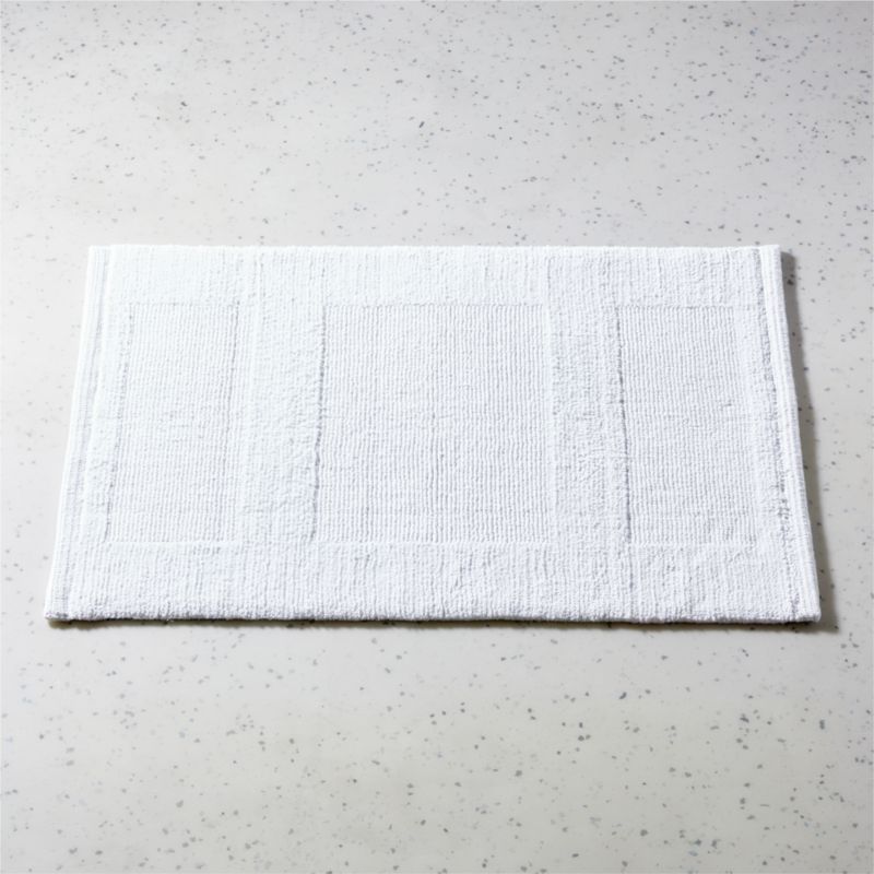 View Cleo Organic Cotton Striped White Bath Mat 24"x36" details