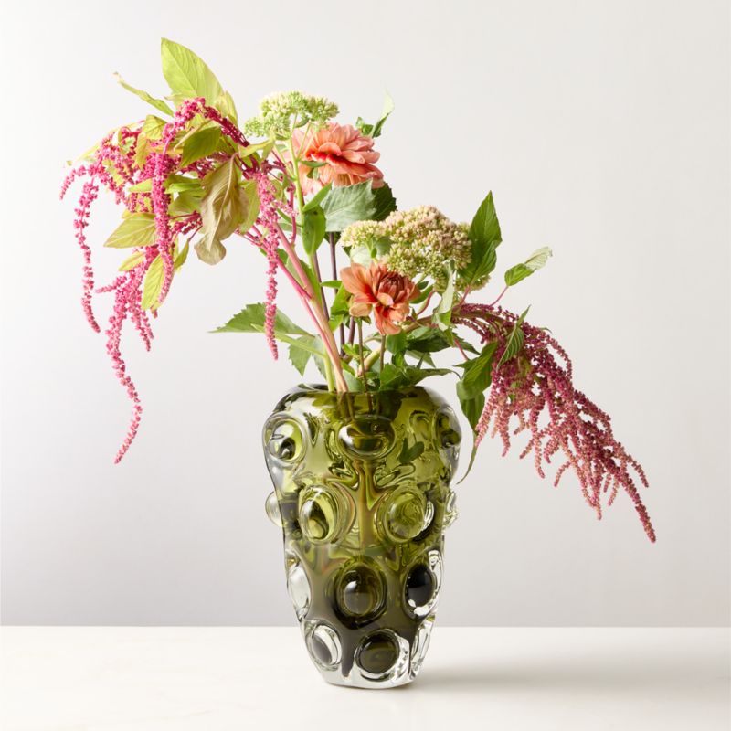 View Clio Bubble Green Glass Vase details
