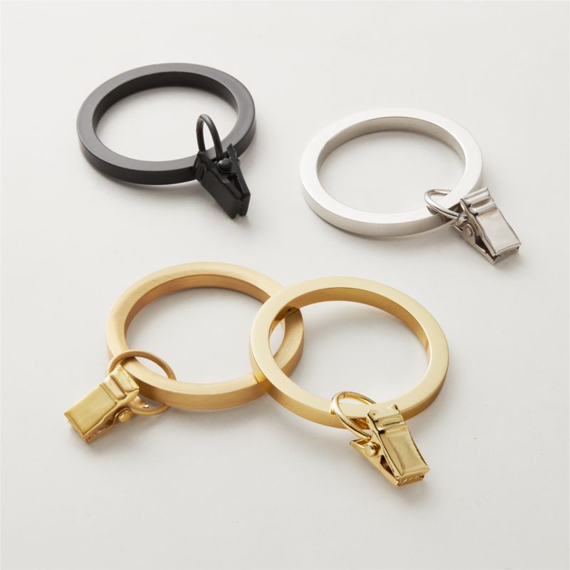 Brushed Brass Curtain Rings with Clips Set of 9 - image 2 of 3