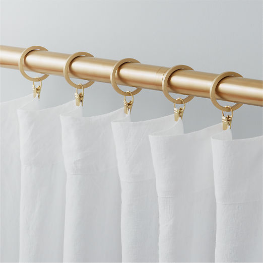 Brushed Brass Curtain Rings with Clips Set of 9