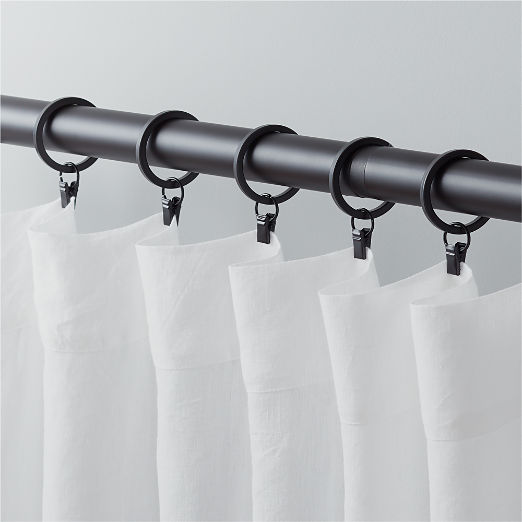 Matte Black Curtain Rings with Clips Set of 9